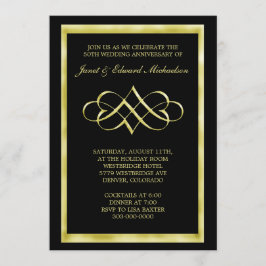 Invitación de aniversario con remolino de corazón 