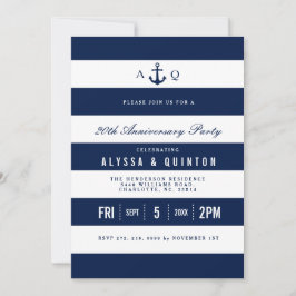 Invitación de aniversario con tema náutico en negr