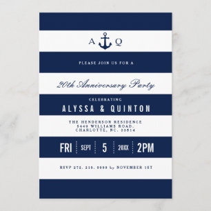 Invitación de aniversario con tema náutico en negr