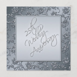 Invitación de aniversario de 25 años con brillo pl