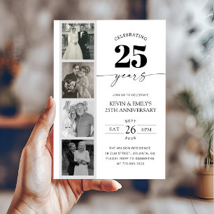 Invitación de aniversario de 25 años con tira de p