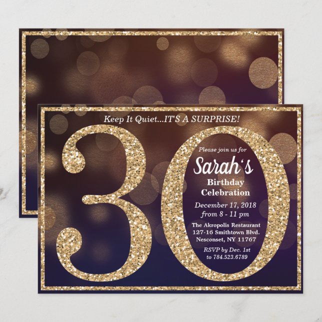 Invitación de aniversario de 30 cumpleaños con bri (Anverso / Reverso)