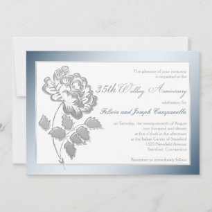 Invitación de aniversario de 35 años con peonía bl