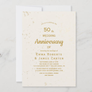 Invitación de aniversario de 50 años Gold & Cream