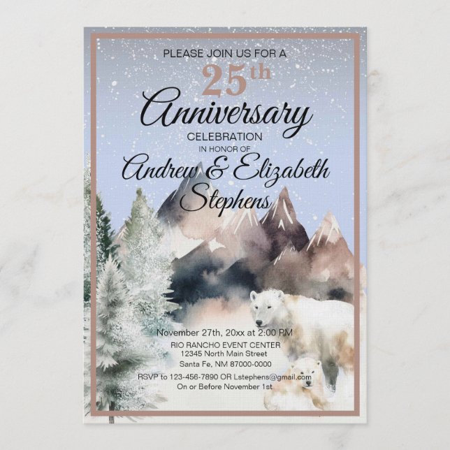 Invitación de aniversario de acuarela de bosque in (Anverso)