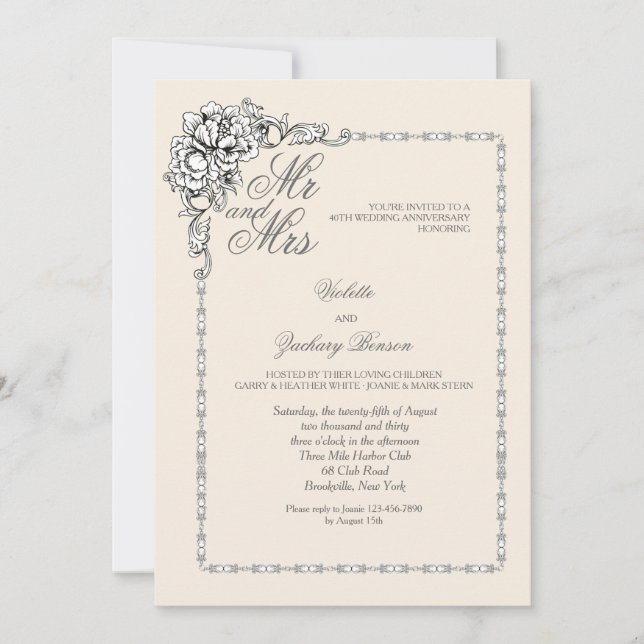 Invitación de Aniversario de Belleza Barroca (Anverso)