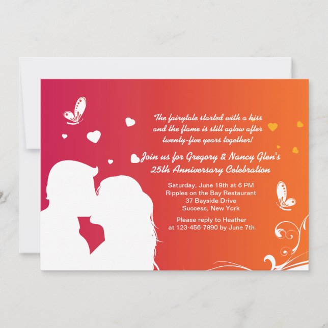 Invitación de Aniversario de Beso de Amantes (Anverso)