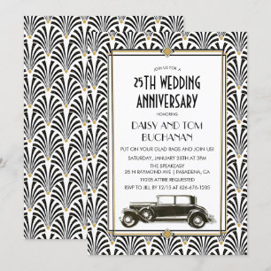 Invitación de aniversario de boda Art Deco Gatsby
