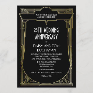 Invitación de aniversario de boda Art Deco Gatsby