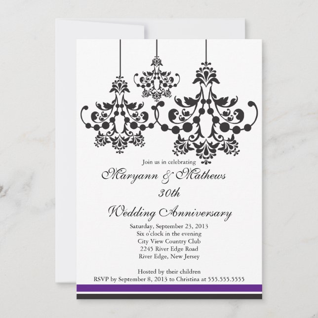 Invitación de aniversario de boda con araña elegan (Anverso)