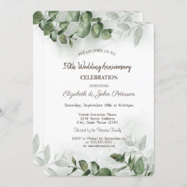 Invitación de aniversario de boda con eucalipto ac