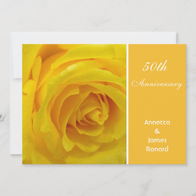 Invitación de aniversario de boda con flor de rosa (Anverso)