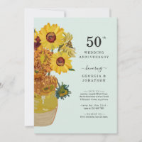 Invitación de aniversario de boda con girasoles de