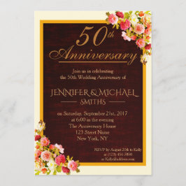 Invitación de aniversario de boda con ramo floral 