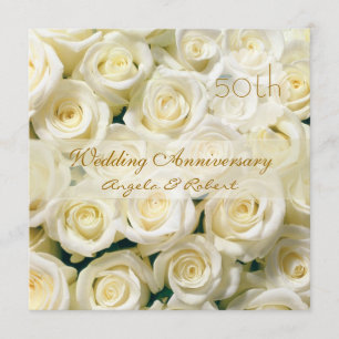 Invitación de aniversario de boda con rosas de cre
