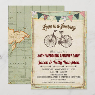 Invitación de aniversario de boda de bicicleta vin