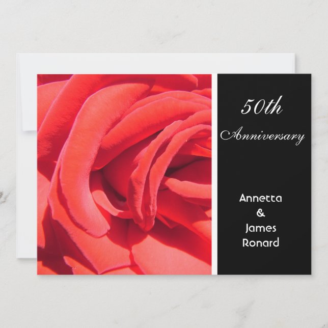 Invitación de aniversario de boda de flor de rosa  (Anverso)