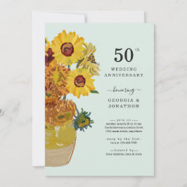 Invitación de aniversario de boda de girasoles de 