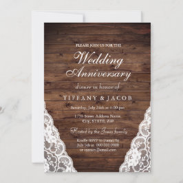 Invitación de aniversario de boda de madera rústic