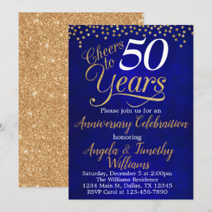 Invitación de aniversario de boda de oro zafiro