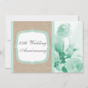 Invitación de aniversario de boda de peonía menta 