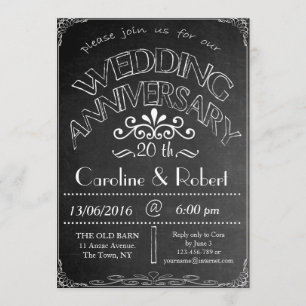 Invitación de aniversario de boda en pizarra 20º