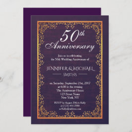 Invitación de aniversario de boda morada elegante 