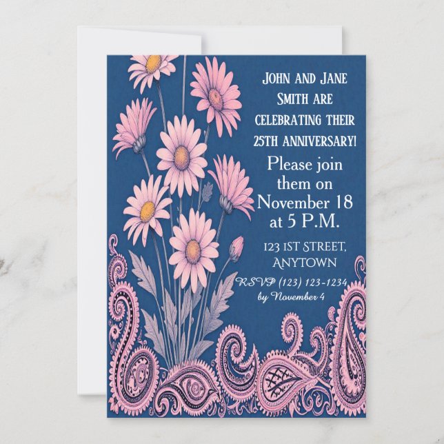 Invitación de aniversario de boda personalizada fl (Anverso)