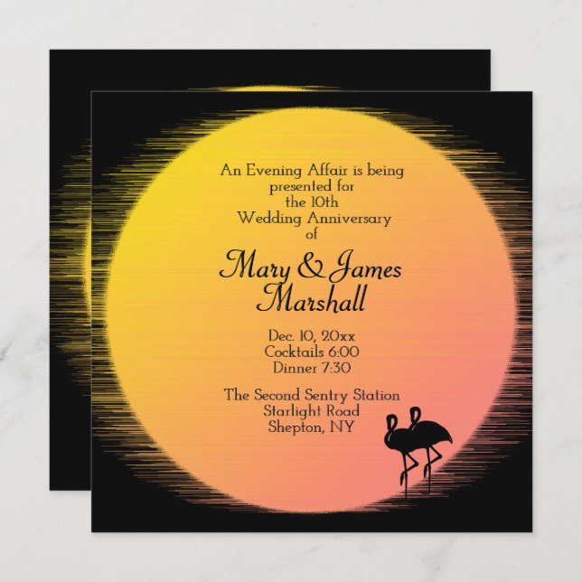 Invitación de aniversario de boda tropical (Anverso / Reverso)