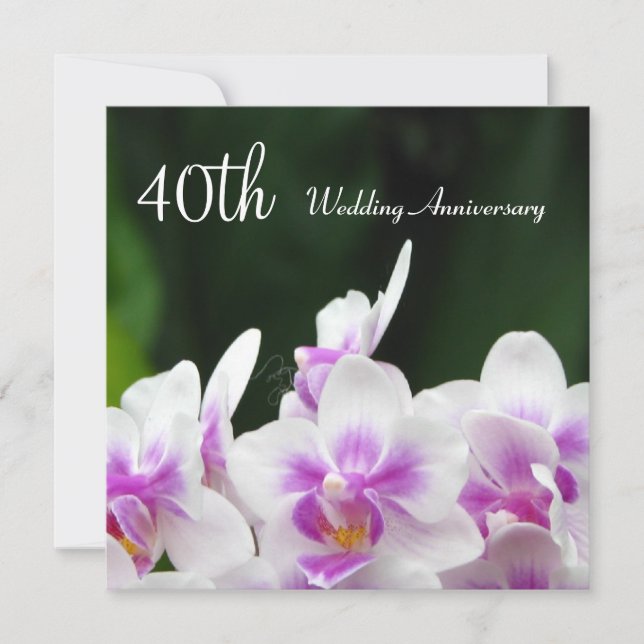Invitación de aniversario de bodas 40º de orquídea (Anverso)