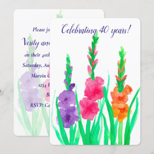 Invitación de aniversario de bodas 40 de Gladiolus