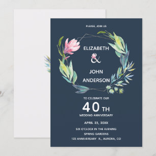 Invitación de aniversario de bodas 40 en el jardín