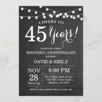 Invitación de Aniversario de Bodas 45 Chalkboard
