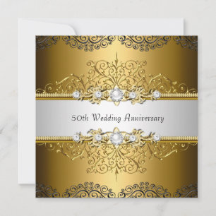 Invitación de aniversario de bodas 50 Floral Swirl