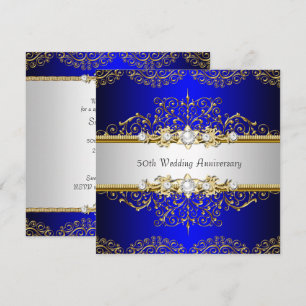 Invitación de aniversario de bodas 50 Gold Blue Sw