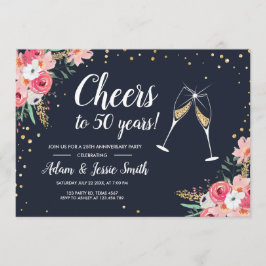 Invitación de aniversario de bodas 50 rustic Flora