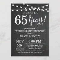 Invitación de aniversario de bodas 65 en pizarra
