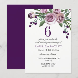 Invitación de aniversario de bodas 6to Elegante Ci