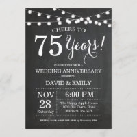 Invitación de Aniversario de Bodas 75 en Pizarra