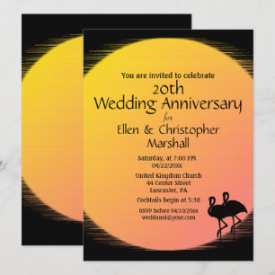 Invitación de aniversario de bodas al atardecer co