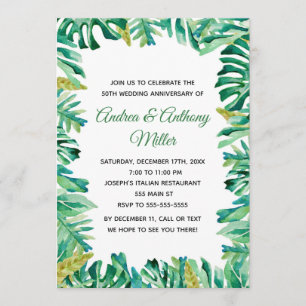 Invitación de aniversario de bodas Botánico Tropic