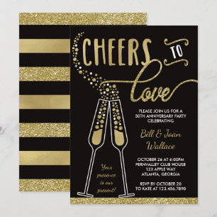Invitación de aniversario de bodas, brillo falso