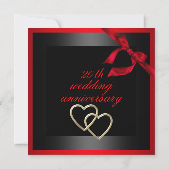 Invitación de aniversario de bodas con corazón neg (Anverso)