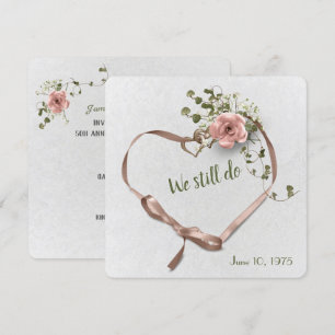 invitación de aniversario de bodas con rosa y hied