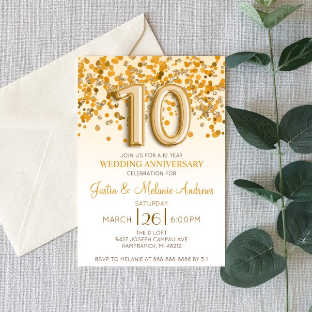 Invitación de aniversario de bodas de 10 años con  (Subido por el creador)
