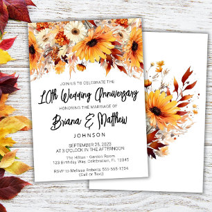 Invitación de aniversario de bodas de 10 años con