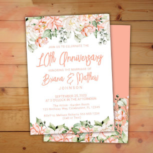 Invitación de aniversario de bodas de 10 años Peac