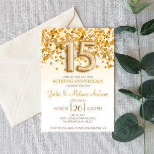 Invitación de aniversario de bodas de 15 años con 