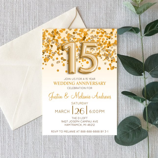 Invitación de aniversario de bodas de 15 años con  (Subido por el creador)