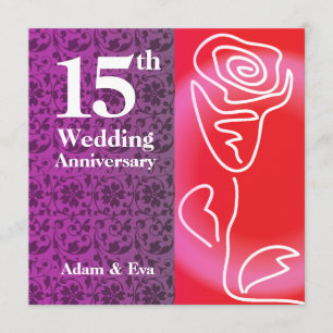 Invitación de aniversario de bodas de 15 años Rosa